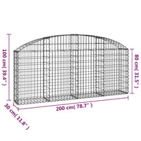 Cesto Gabbione ad Arco 200x30x80/100 cm Ferro Zincato 153464