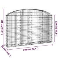 Cesto Gabbione ad Arco 200x30x120/140 cm Ferro Zincato 153466