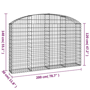 Cesto Gabbione ad Arco 200x30x120/140 cm Ferro Zincato 153466