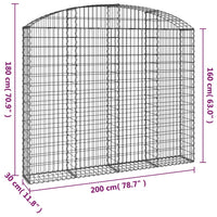 Cesto Gabbione ad Arco 200x30x160/180 cm Ferro Zincato 153468