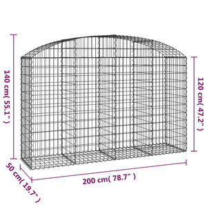 Cesto Gabbione ad Arco 200x50x120/140 cm Ferro Zincato 153476