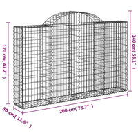 Cesto Gabbione ad Arco 200x30x120/140 cm Ferro Zincato 153486