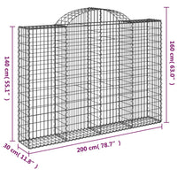 Cesto Gabbione ad Arco 200x30x140/160 cm Ferro Zincato 153487