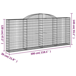 Cesto Gabbione ad Arco 300x30x120/140 cm Ferro Zincato 153506