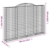 Cesto Gabbione ad Arco 300x30x200/220 cm Ferro Zincato 153510