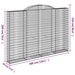 Cesto Gabbione ad Arco 300x30x200/220 cm Ferro Zincato 153510