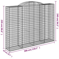 Cesto Gabbione ad Arco 300x50x220/240 cm Ferro Zincato 153521