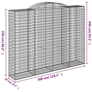 Cesto Gabbione ad Arco 300x50x220/240 cm Ferro Zincato 153521