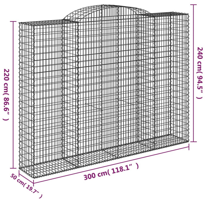 Cesto Gabbione ad Arco 300x50x220/240 cm Ferro Zincato 153521