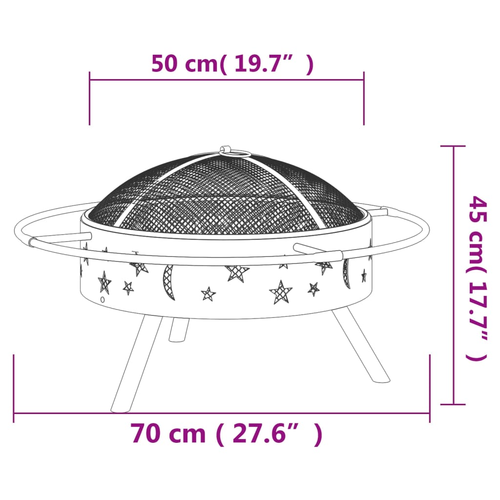 Braciere con Attizzatoio 70 cm XXL in Acciaio 360064