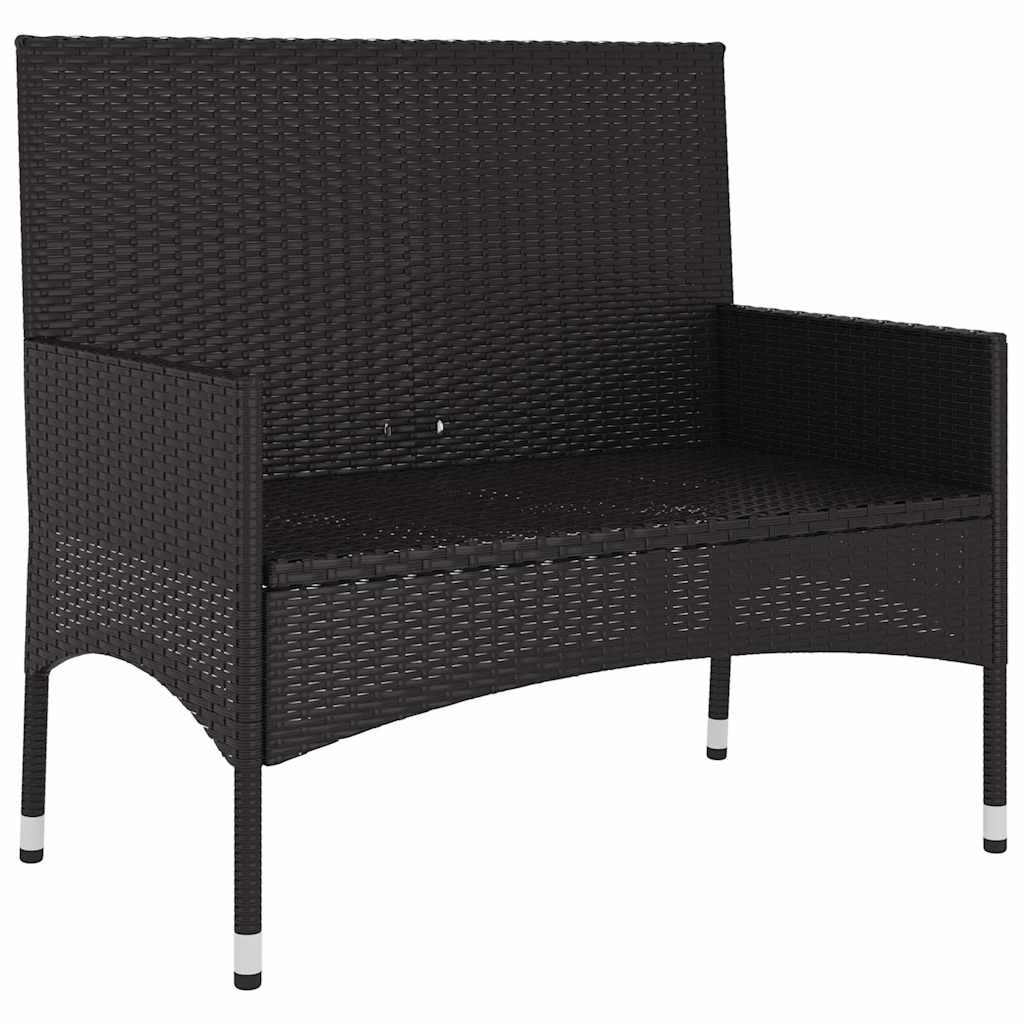 Panca da Giardino a 2 Posti con Cuscini in Polyrattan Nero 319488