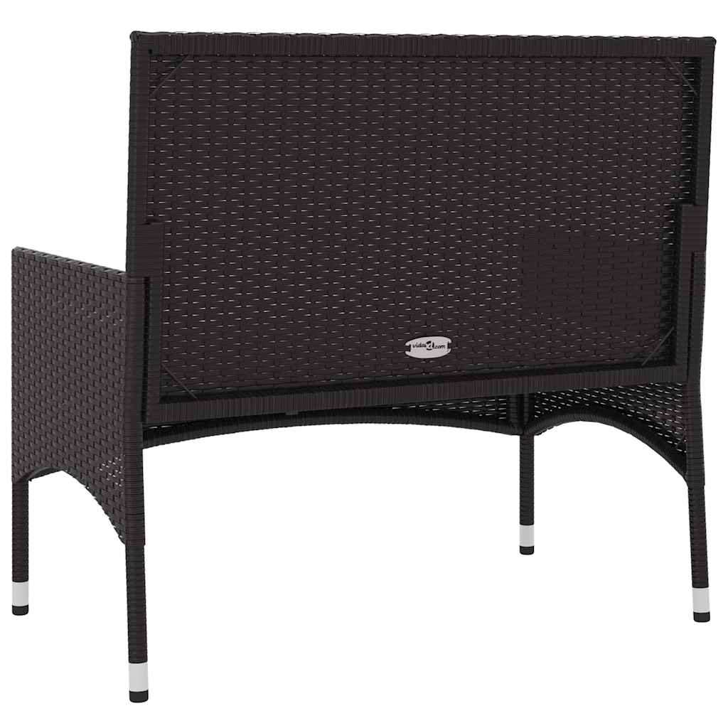 Panca da Giardino a 2 Posti con Cuscini in Polyrattan Nero 319488