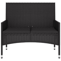 Panca da Giardino a 2 Posti con Cuscini in Polyrattan Nero 319490