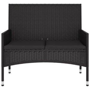 Panca da Giardino a 2 Posti con Cuscini in Polyrattan Nero 319490