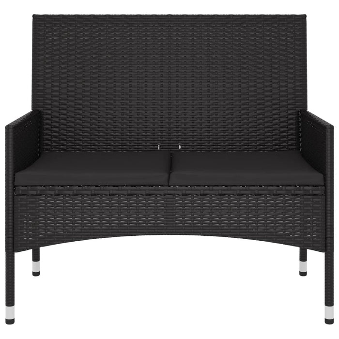 Panca da Giardino a 2 Posti con Cuscini in Polyrattan Nero 319490