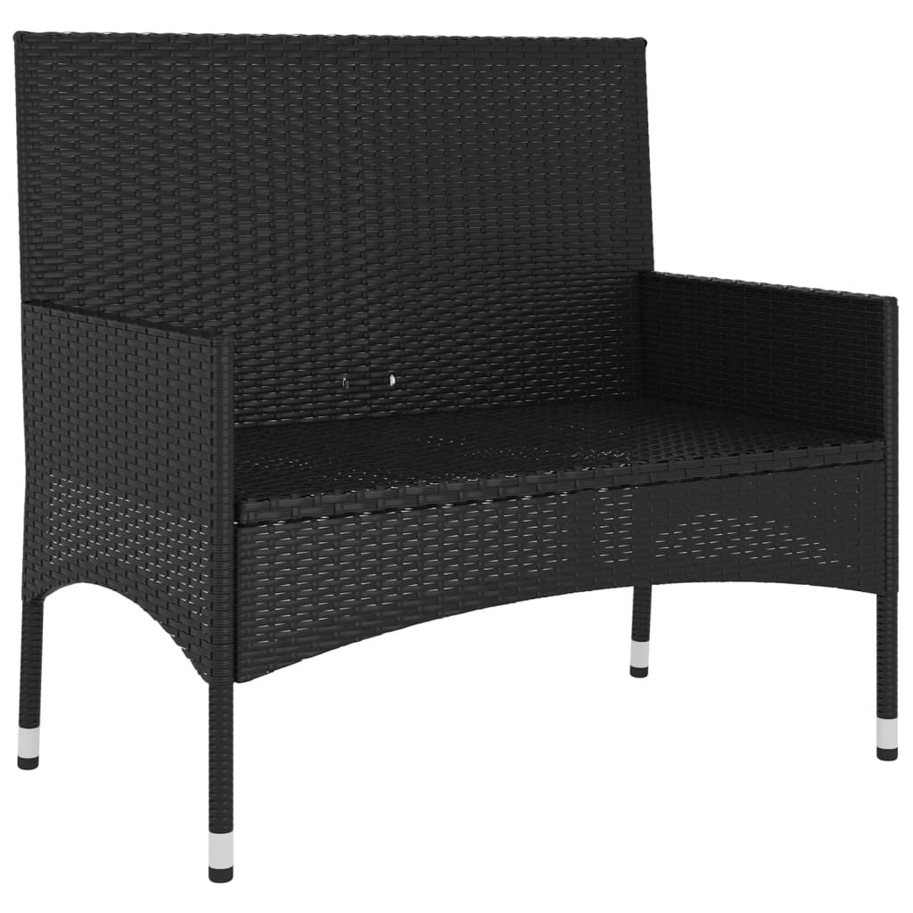 Panca da Giardino a 2 Posti con Cuscini in Polyrattan Nero 319490