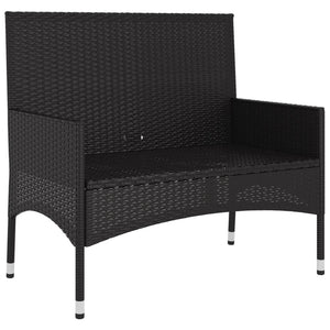 Panca da Giardino a 2 Posti con Cuscini in Polyrattan Nero 319490