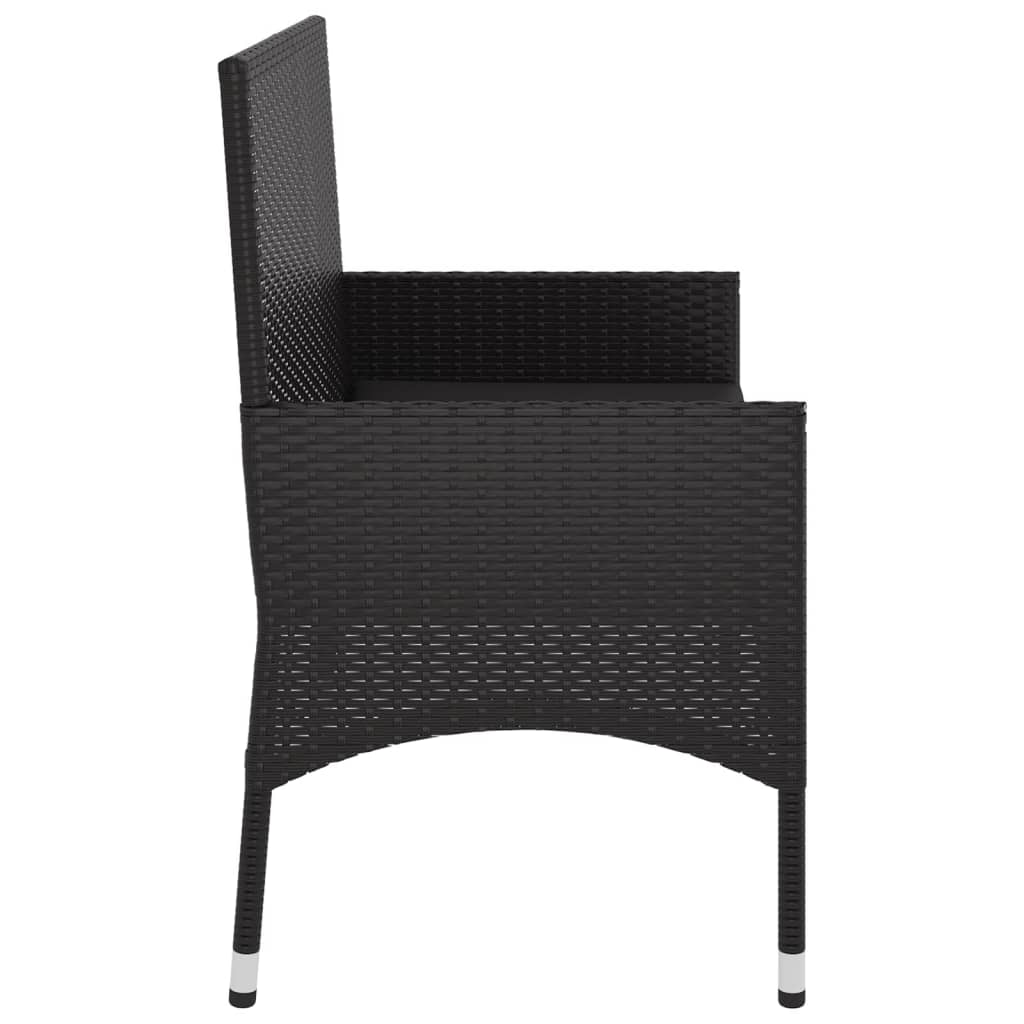 Panca da Giardino a 2 Posti con Cuscini in Polyrattan Nero 319490