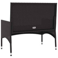 Panca da Giardino a 2 Posti con Cuscini in Polyrattan Nero 319490