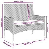 Panca da Giardino a 2 Posti con Cuscini in Polyrattan Nero 319490