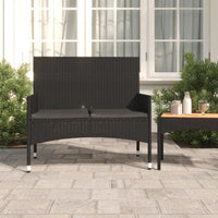 Panca da Giardino a 2 Posti con Cuscini in Polyrattan Nero 319490