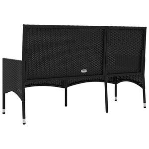 Panca da Giardino a 3 Posti con Cuscini in Polyrattan Nero 319492