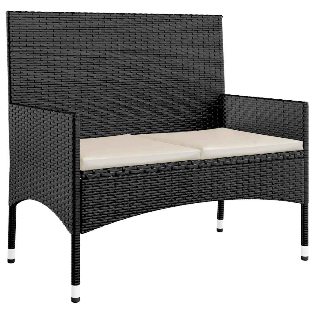 Set Divani da Giardino 4 pz con Cuscini Nero in Polyrattan 319496