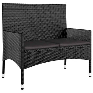 Set Divani da Giardino 4 pz con Cuscini Nero in Polyrattan 319498