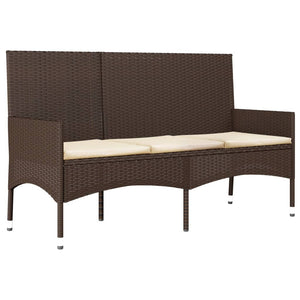 Set Mobili da Giardino 4 pz con Cuscini in Polyrattan Marrone 319499