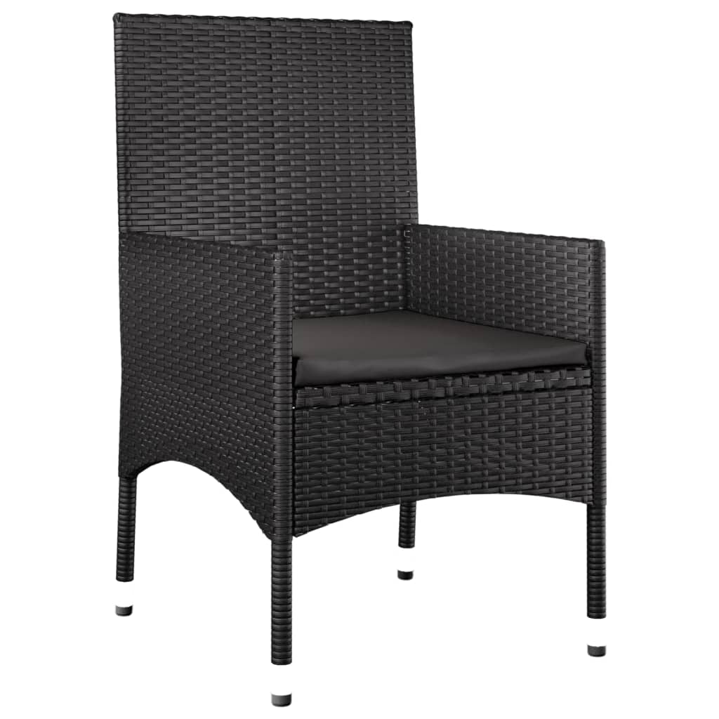 Set Divani da Giardino 4 pz con Cuscini Nero in Polyrattan 319502