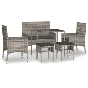 Set Divani da Giardino 6 pz con Cuscini in Polyrattan Grigio 319509