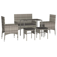 Set Divani da Giardino 6 pz con Cuscini in Polyrattan Grigio 319509