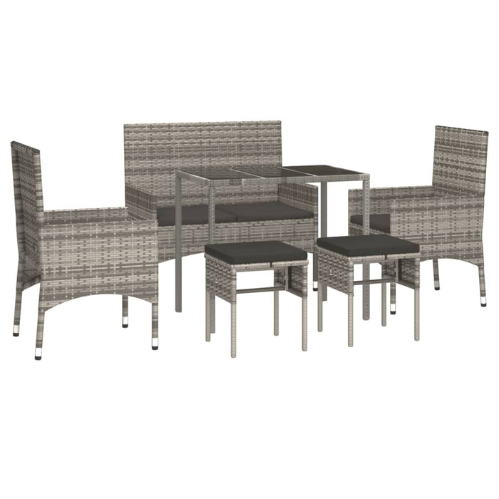 Set Divani da Giardino 6 pz con Cuscini in Polyrattan Grigio 319509