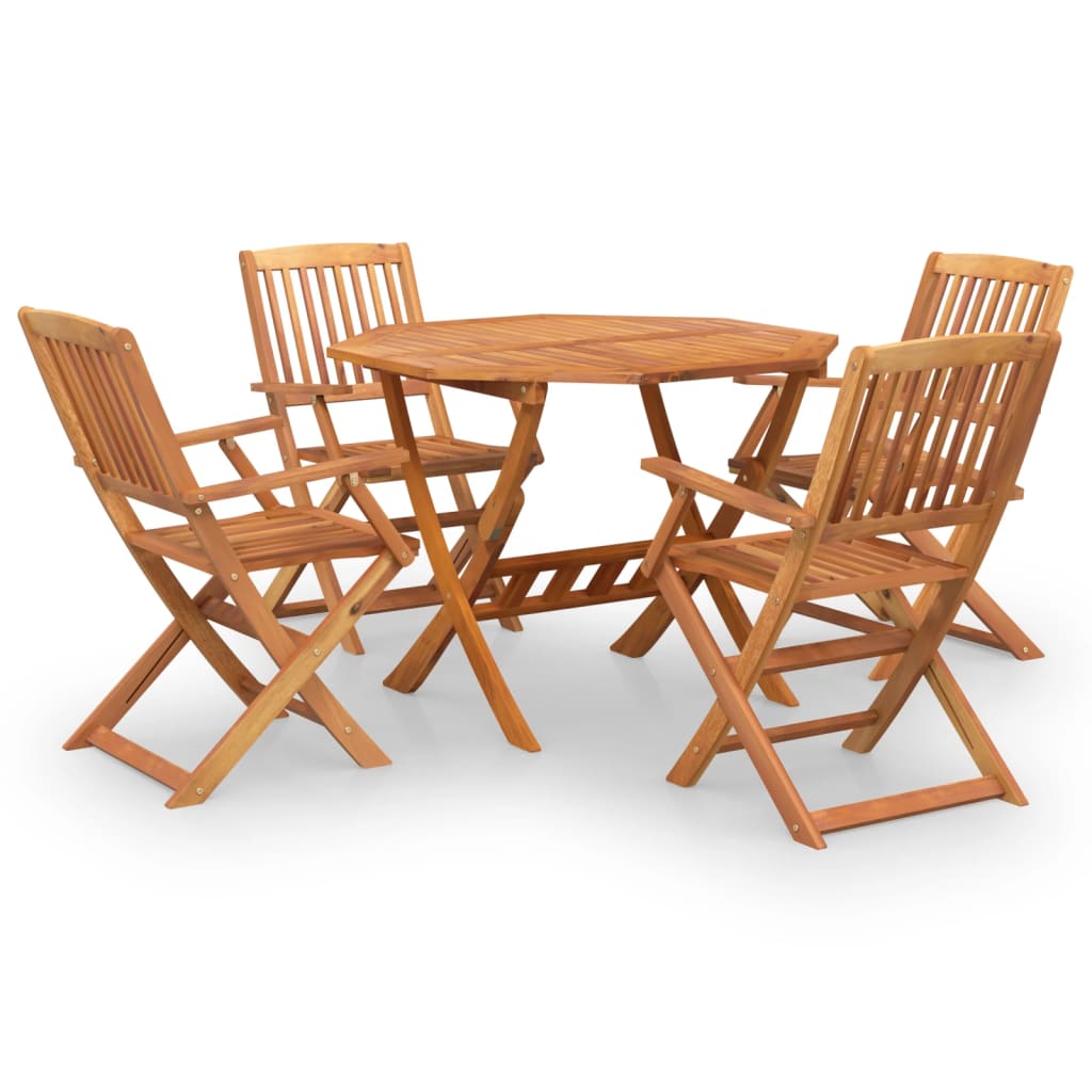 Set da Pranzo per Giardino 5 pz in Legno Massello di Acacia cod mxl 35263