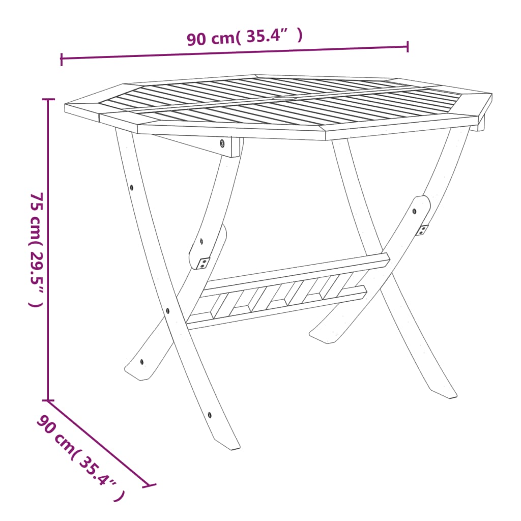 Set da Pranzo per Giardino 5 pz in Legno Massello di Acacia cod mxl 35263