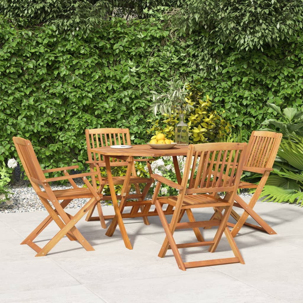 Set da Pranzo per Giardino 5 pz in Legno Massello di Acacia cod mxl 35263