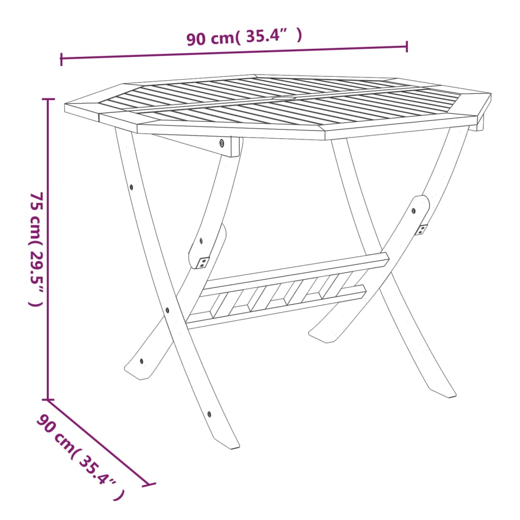 Set da Pranzo per Giardino 5 pz in Legno Massello di Acacia 3152902