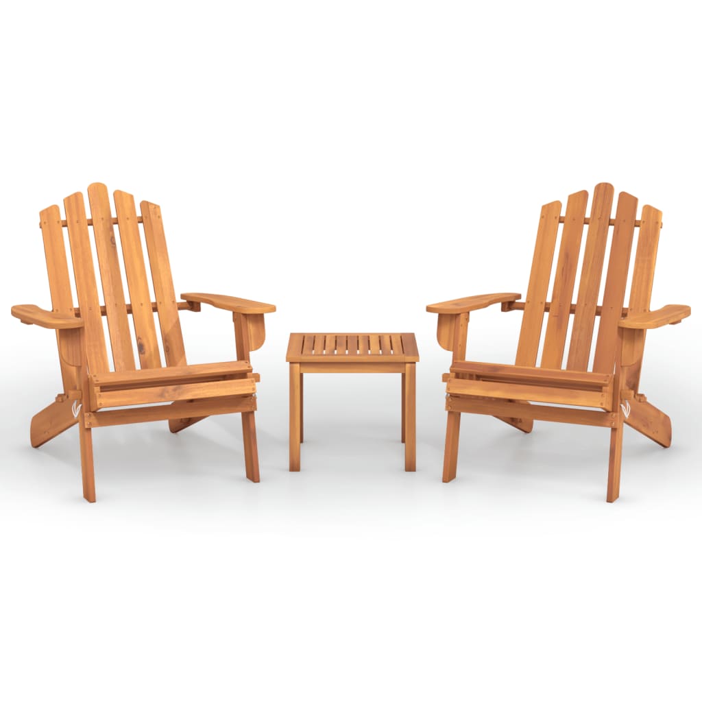 Set Salotto da Giardino Adirondack 3pz Legno Massello di Acacia 3152121