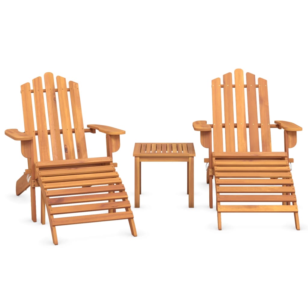 Set Salotto da Giardino Adirondack 3pz Legno Massello di Acacia 3152122