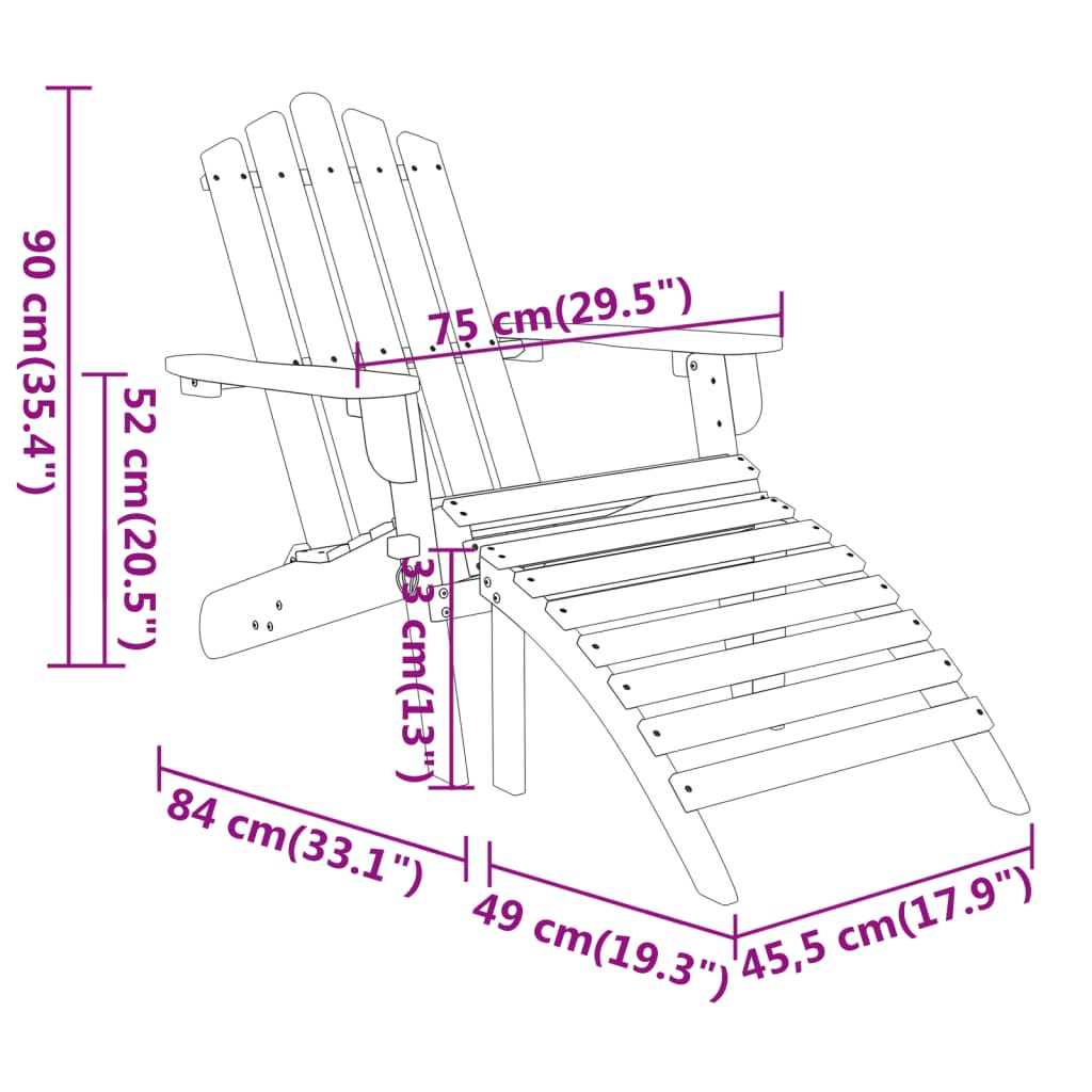 Set Salotto da Giardino Adirondack 3pz Legno Massello di Acacia 3152122