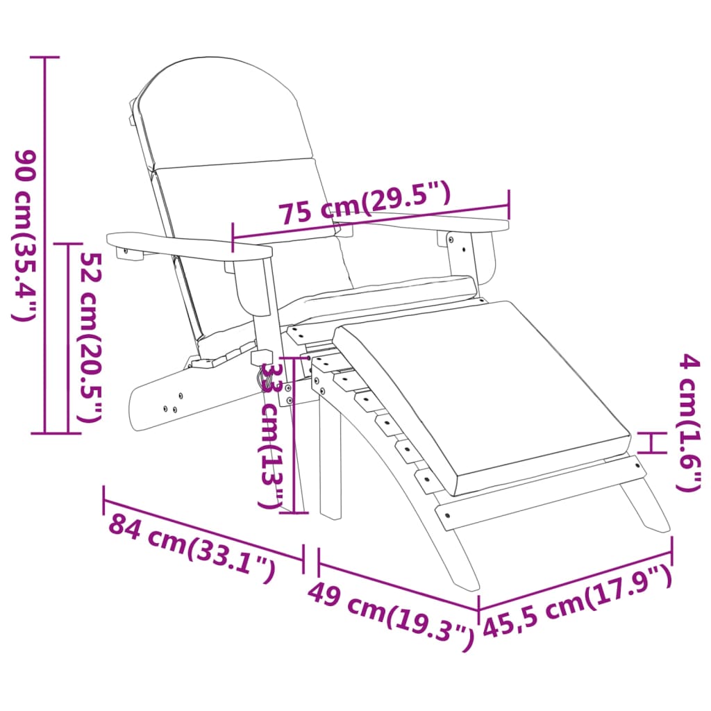 Set Salotto da Giardino Adirondack 3pz Legno Massello di Acacia 3152125