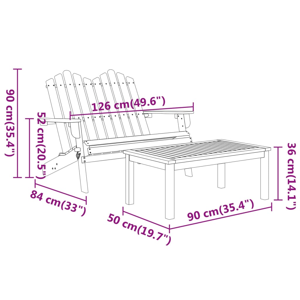 Set Salotto da Giardino Adirondack 4pz Legno Massello di Acacia 3152130