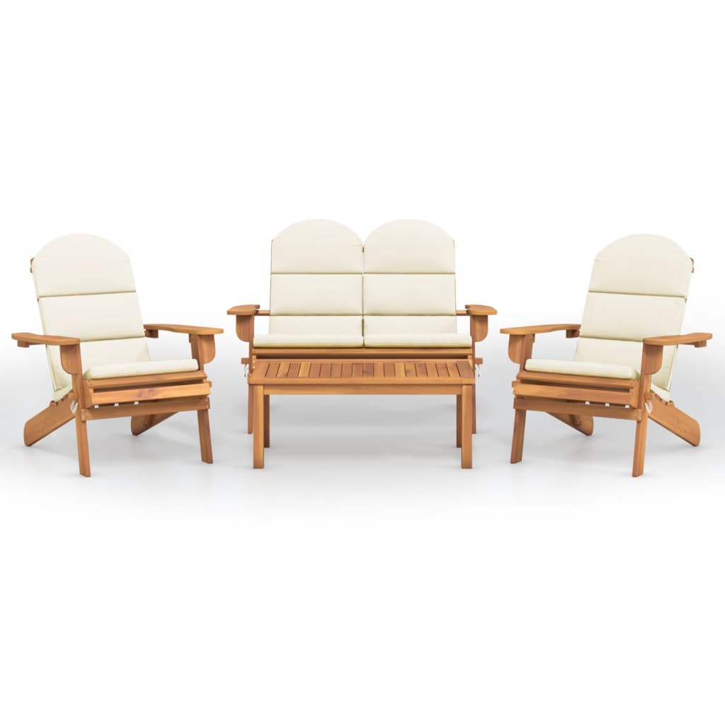 Set Salotto da Giardino Adirondack 4pz Legno Massello di Acacia