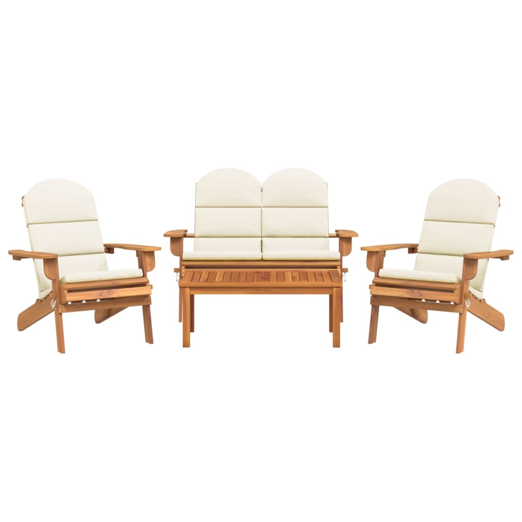 Set Salotto da Giardino Adirondack 4pz Legno Massello di Acacia