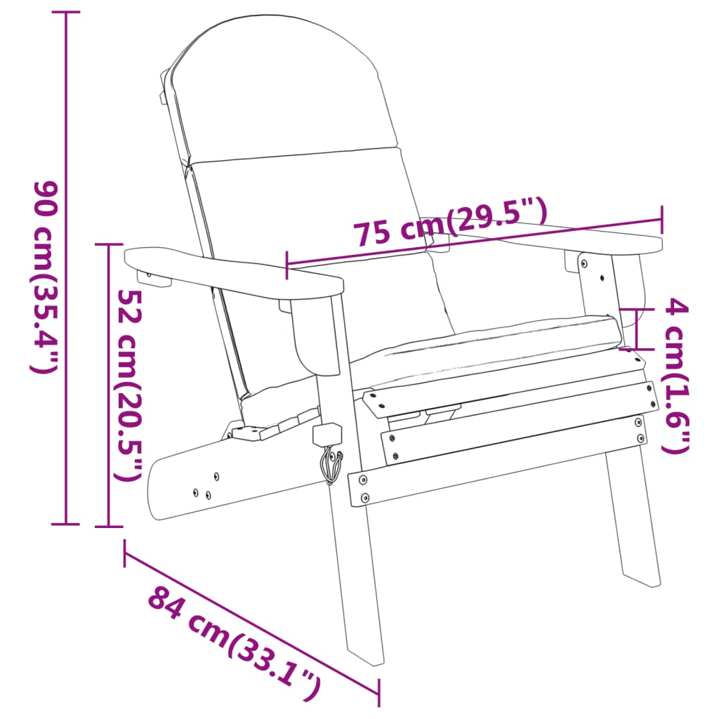 Set Salotto da Giardino Adirondack 4pz Legno Massello di Acacia 3152132