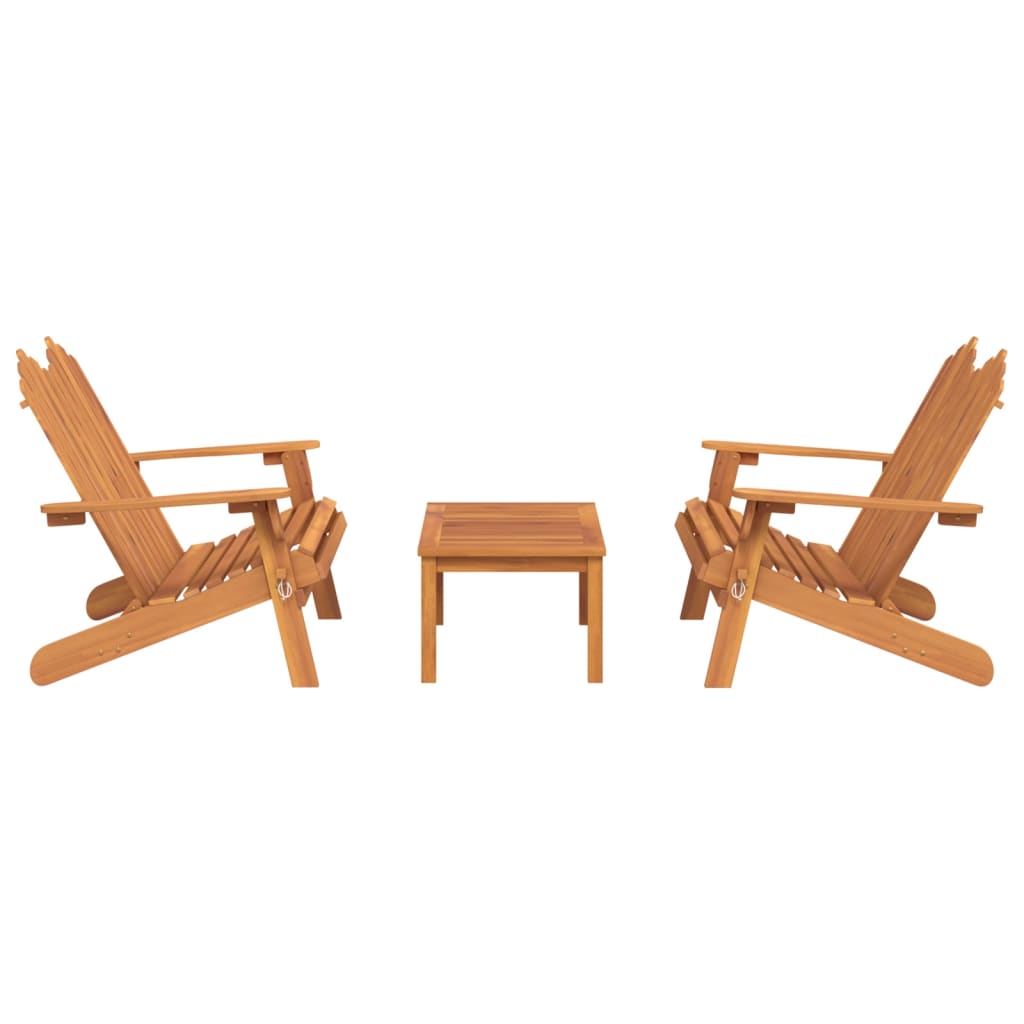 Set Salotto da Giardino Adirondack 3pz Legno Massello di Acacia