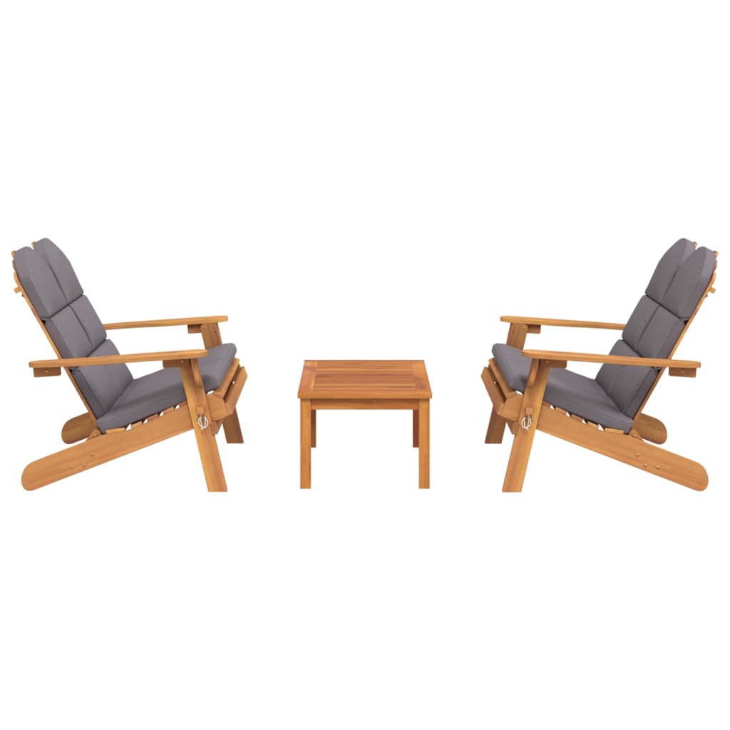 Set Salotto da Giardino Adirondack 3pz Legno Massello di Acacia 3152135