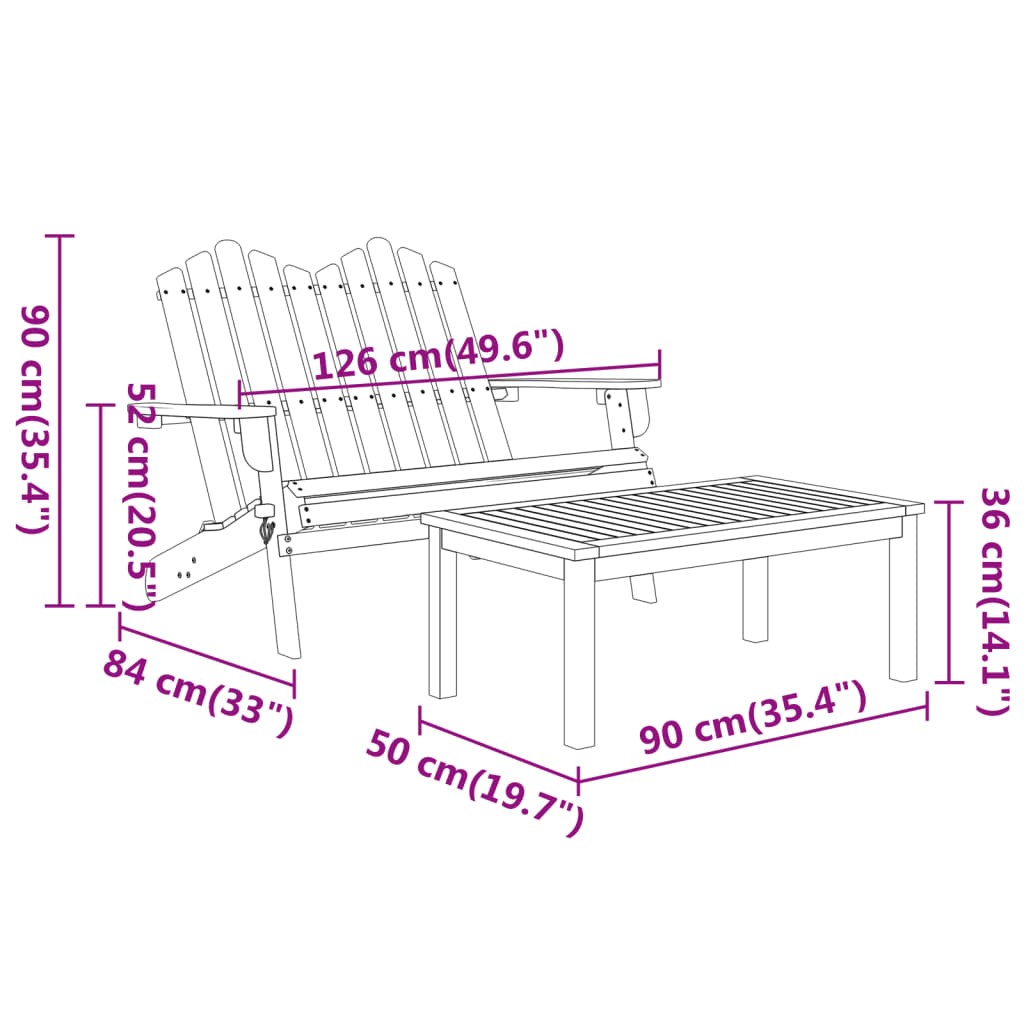 Set Salotto da Giardino Adirondack 5pz Legno Massello di Acacia 3152136