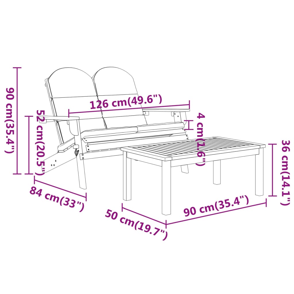 Set Salotto da Giardino Adirondack 5pz Legno Massello di Acacia 3152138