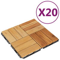 Piastrelle per Esterni 20pz 30x30 cm Legno Massello di Teakcod mxl 76229